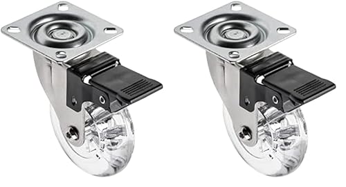 GTV - Möbelrolle BRAZYLIA mit Feststeller - Lenkrollen für Möbel - Stahl/PC/PU - Durchmesser 50 mm - Schwenkräder 360 Grad - Gesamtlast pro Rolle 40 kg - durchsichtig (Packung mit 2) von GTV