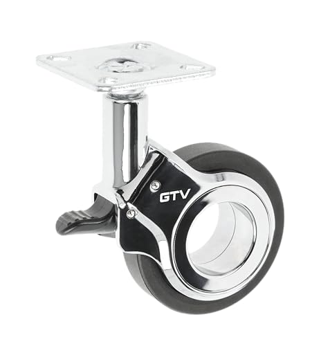 GTV - Möbelrollen GIRA | Lenkrollen | Rollen für Möbel | mit Bremse | Durchmesser 60 mm | aus Kunststoff und Stahl | Schwarz + chrom GTV - Möbelrollen GIRA | Lenkrollen | Rollen für Möbel | mit Bremse | Durchmesser 60 mm | aus Kunststoff und Stahl | Schwarz + chrom von GTV