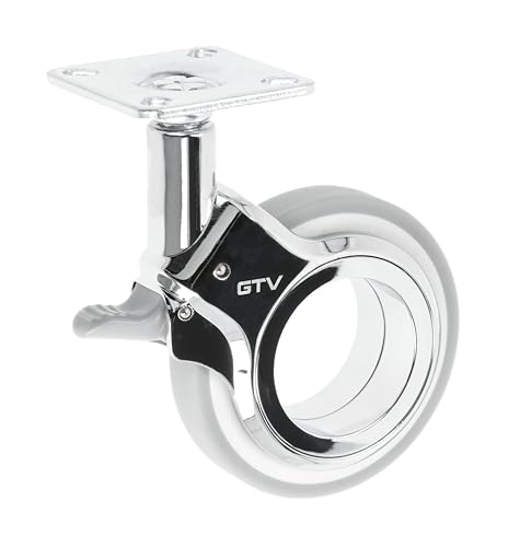 GTV - Möbelrollen GIRA | Lenkrollen | Rollen für Möbel | mit Bremse | Durchmesser 75 mm | aus Kunststoff und Stahl | Verchromt + grau matt von GTV