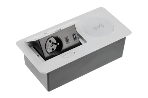 GTV Möbelsteckdose AVARO Plus, mit 5W Induktionsladegerät, USB-A und USB-C, kompakte Bauweise, Farben: Weiß, Schwarz, Aluminium, ideal für Home-Office und Gewerbe GTV Möbelsteckdose AVARO Plus, mit 5W Induktionsladegerät, USB-A und USB-C, kompakte Bauweise, Farben: Weiß, Schwarz, Aluminium, ideal für Home-Office und Gewerbe von GTV