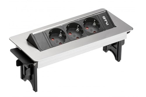 GTV Tischverlängerungskabel ohne Kassette, 3X Schuko-Buchse, 1,5m Netzkabel mit INOX-Stecker, Schraubmontage, ideal für Büros und Konferenzräume GTV Tischverlängerungskabel ohne Kassette, 3X Schuko-Buchse, 1,5m Netzkabel mit INOX-Stecker, Schraubmontage, ideal für Büros und Konferenzräume von GTV
