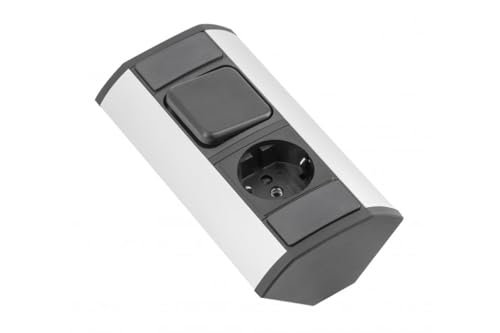 GTV Winkeltischsteckdose MINI mit Schalter und Erdung 230V 16A - praktische und sichere Lösung für Schreibtische und Arbeitsplätze von GTV