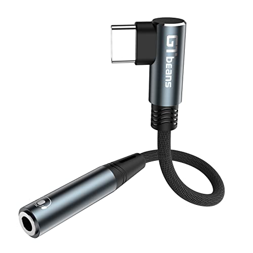 USB C Klinke Adapter, 90 Grad Winkel USB C auf 3.5 mm Kopfhörer Adapter, Aux USB C Audio Adapter mit DAC Chip kompatibel mit Samsung Galaxy A53 S22 S21 S20 FE Ultra Note20 S10, Huawei, iPad Pro, Pixel von GTbeans