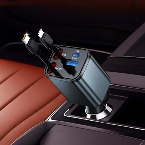 GUAGUA 4 in 1 Auto-Ladegerät USB C 69 W einziehbarer USB-Zigarettenanzünder Schnellladung Ladegerät, Autozubehör, passend für iPhone 16 15 14 13 12 Pro Max iPad Galaxy S25 Samsung Xiaomi GUAGUA 4 in 1 Auto-Ladegerät USB C 69 W einziehbarer USB-Zigarettenanzünder Schnellladung Ladegerät, Autozubehör, passend für iPhone 16 15 14 13 12 Pro Max iPad Galaxy S25 Samsung Xiaomi von GUAGUA