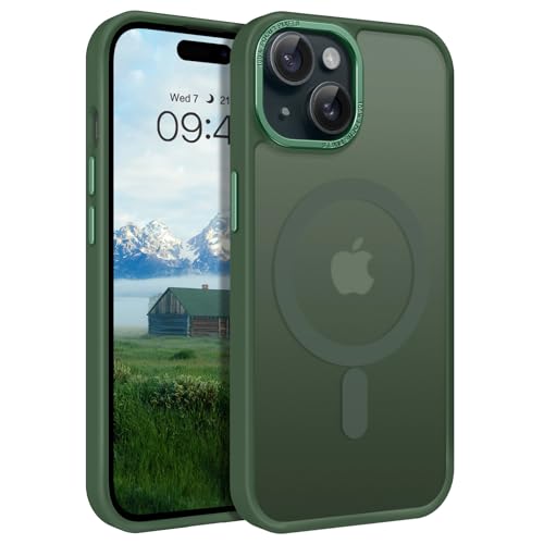 GUAGUA Handyhülle für iPhone 15 Hülle,Magnetische Schutzhülle Stoßfest Schutzschale Phone Case Cover, Grün von GUAGUA