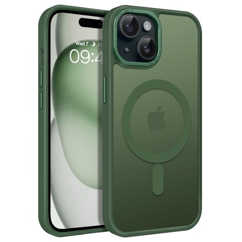 GUAGUA Handyhülle für iPhone 15 Hülle,Magnetische Schutzhülle Stoßfest Schutzschale Phone Case Cover, Grün von GUAGUA