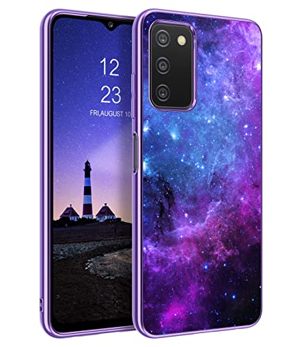 GUAGUA Kompatibel mit Samsung Galaxy A03s Hülle 6,5 Zoll, leuchtet im Dunkeln, nachtleuchtender Raumnebel, schlanke Passform, kratzfest, für Galaxy A03s, blauer Nebel von GUAGUA