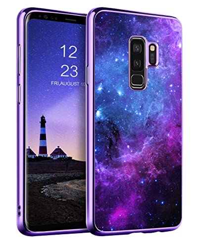 GUAGUA Kompatibel mit Samsung Galaxy S9 Plus Hülle 6,2 Zoll Glow in the Dark Noctilucent Luminous Space Nebula Slim Fit Cover Stoßfeste Schutzhülle Anti Kratzer Hülle für Samsung S9 Plus, Blauer Nebel von GUAGUA