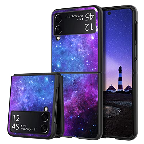 GUAGUA Kompatibel mit Samsung Galaxy Z Flip 3 5G Hülle 6,7 Zoll Glow in the Dark Noctilucent Luminous Space Nebula Slim Fit Cover Schutzhülle Anti Kratzer Case für Galaxy Z Flip3, Blauer Nebel von GUAGUA