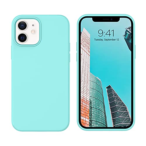 GUAGUA Kompatibel mit iPhone 12/12 Pro Hülle 6,1 Zoll 5G Flüssiges Silikon Soft Gel Gummi Dünn Mikrofaser Futter Kissen Textur Abdeckung Stoßfest Schutzhülle für iPhone 12 Pro/12 Eisblau von GUAGUA