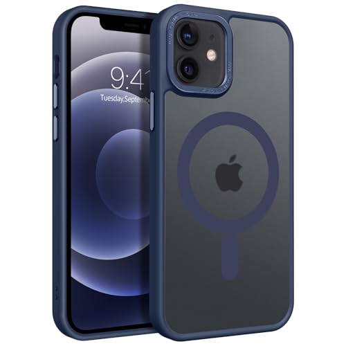 GUAGUA Magnetisch Handyhülle für iPhone 12 Mini Hülle [Kompatibel mit MagSafe] Matt Stoßfest Rückseite Durchscheinende Schutzhülle Case für iPhone 12 Mini (5,4'') Blau von GUAGUA