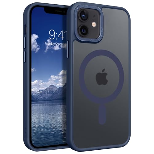 GUAGUA Magnetisch Handyhülle für iPhone 12 Mini Hülle [Kompatibel mit MagSafe] Matt Stoßfest Rückseite Durchscheinende Schutzhülle Case für iPhone 12 Mini (5,4'') Blau von GUAGUA