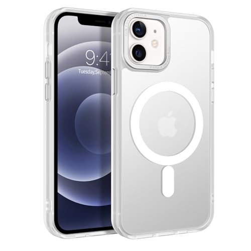 GUAGUA Magnetisch Handyhülle für iPhone 12 Mini Hülle [Kompatibel mit MagSafe] Matt Stoßfest Rückseite Durchscheinende Schutzhülle Case für iPhone 12 Mini (5,4'') Weiß von GUAGUA
