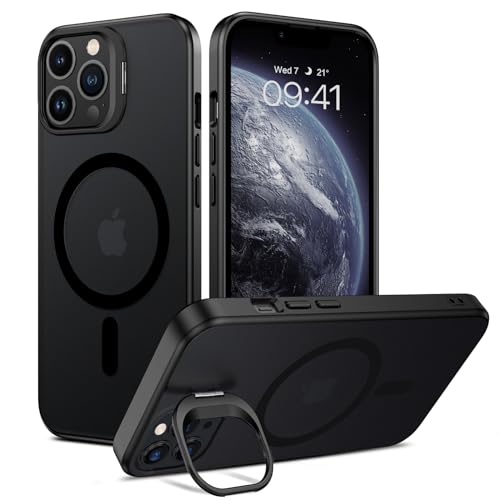 GUAGUA Magnetisch Handyhülle für iPhone 12 Pro Max, iPhone 13 Pro Max Hülle mit Kamera Ständer [Kompatibel mit MagSafe] Stoßfest Kameraschutz Rundumschutz Schutzhülle Dünn Case Cover (6,7‘’) Schwarz von GUAGUA