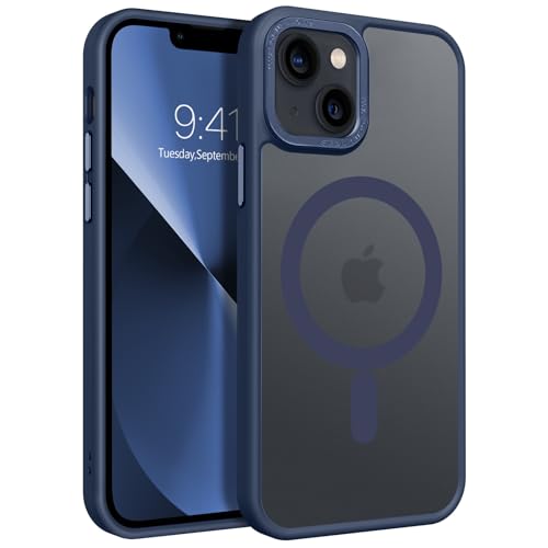 GUAGUA Magnetisch Handyhülle für iPhone 13 Mini Hülle [Kompatibel mit MagSafe] Matt Stoßfest Rückseite Durchscheinende Schutzhülle Case für iPhone 13 Mini (5,4'') Blau von GUAGUA