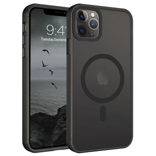 GUAGUA Magnetisch Hülle für iPhone 11 Pro Handyhülle [Kompatibel mit MagSafe] Stoßfest Matt Schutzhülle Durchscheinende Rückseite Dünn Phone Case Cove für iPhone 11 Pro (5,8 Zoll) Schwarz von GUAGUA