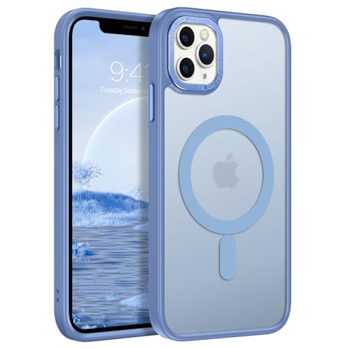 GUAGUA Magnetisch Hülle für iPhone 11 Pro Max [Kompatibel mit MagSafe] Matt Handyhülle Stoßfest Durchscheinende Rückseite Dünn Schutzhülle Case für iPhone 11 Pro Max (6,5 Zoll) Hellblau von GUAGUA