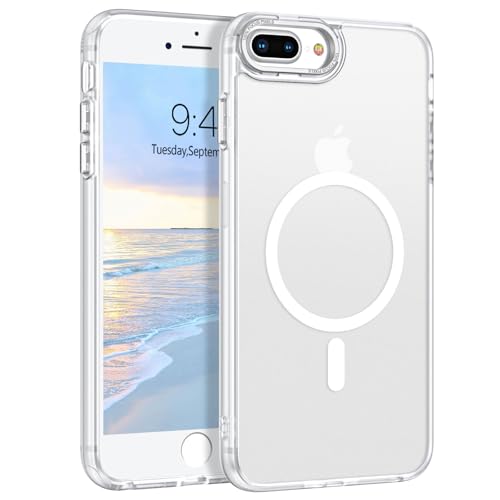 GUAGUA Magnetisch Hülle für iPhone 8 Plus, iPhone 7 Plus [Kompatibel mit MagSafe] Matt Handyhülle Stoßfest Durchscheinende Rückseite Dünn Schutzhülle Case für iPhone 8 Plus/7 Plus (5,5 Zoll) Weiß von GUAGUA