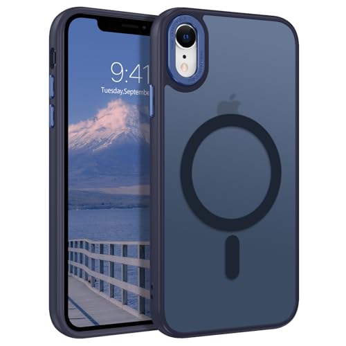 GUAGUA Magnetisch Hülle für iPhone XR [Kompatibel mit MagSafe] Matt Handyhülle Stoßfest Durchscheinende Rückseite Dünn Schutzhülle Case für iPhone XR (6,1 Zoll) Blau von GUAGUA