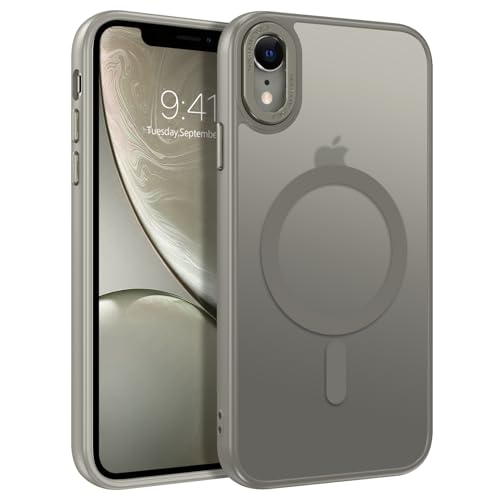 GUAGUA Magnetisch Hülle für iPhone XR [Kompatibel mit MagSafe] Matt Handyhülle Stoßfest Durchscheinende Rückseite Dünn Schutzhülle Case für iPhone XR (6,1 Zoll) Grau von GUAGUA