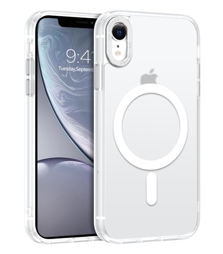 GUAGUA Magnetisch Hülle für iPhone XR [Kompatibel mit MagSafe] Matt Handyhülle Stoßfest Durchscheinende Rückseite Dünn Schutzhülle Case für iPhone XR (6,1 Zoll) Weiß von GUAGUA