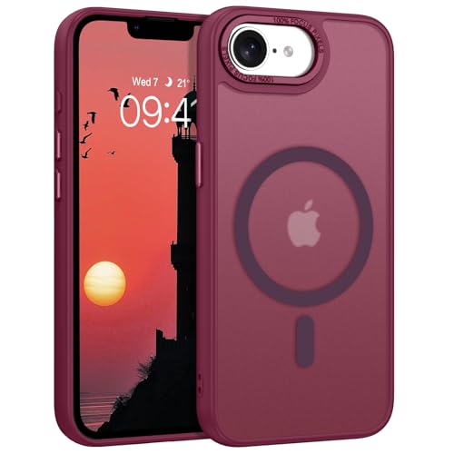 GUAGUA Magnetische Schutzhülle für iPhone 16e, kompatibel mit MagSafe, stoßfeste Handyhülle, glasiert, transparent, matt, Fallschutz, Hard PC TPU, weich, Schutzhülle für iPhone 16e, Weinrot GUAGUA Magnetische Schutzhülle für iPhone 16e, kompatibel mit MagSafe, stoßfeste Handyhülle, glasiert, transparent, matt, Fallschutz, Hard PC TPU, weich, Schutzhülle für iPhone 16e, Weinrot von GUAGUA