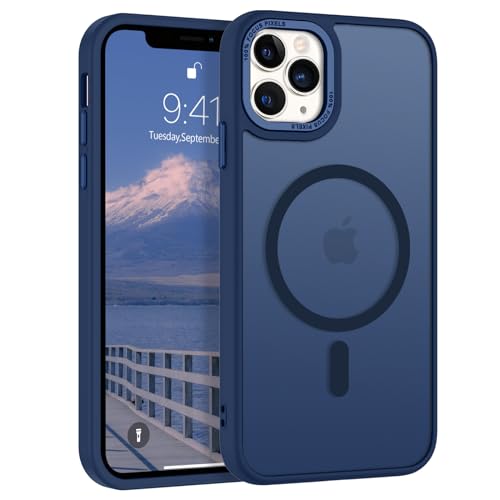 GUAGUA Matt Handyhülle für iPhone 11 Pro Max Hülle [Kompatibel mit MagSafe] Stoßfest Magnetisch Durchscheinende Rückseite Dünn Schutzhülle Case für iPhone 11 Pro Max (6,5 Zoll) Blau von GUAGUA