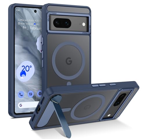 GUAGUA Schutzhülle für Google Pixel 7 mit Ständer, magnetische Hüllen mit faltbarem, unsichtbarem Ständer, durchscheinende, matte Rückseite, schlank, schützend, stoßfest, mit Ständer, Blau GUAGUA Schutzhülle für Google Pixel 7 mit Ständer, magnetische Hüllen mit faltbarem, unsichtbarem Ständer, durchscheinende, matte Rückseite, schlank, schützend, stoßfest, mit Ständer, Blau von GUAGUA