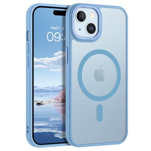 GUAGUA Schutzhülle für iPhone 15, kompatibel mit MagSafe iPhone 15, magnetisch, dünn, durchscheinend, matt, stoßfest, kratzfest, Blau GUAGUA Schutzhülle für iPhone 15, kompatibel mit MagSafe iPhone 15, magnetisch, dünn, durchscheinend, matt, stoßfest, kratzfest, Blau von GUAGUA