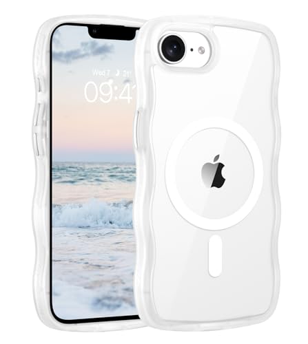 GUAGUA Schutzhülle für iPhone 16e, kompatibel mit MagSafe, TPU, gewellte Kanten, PC, transparent, magnetische Schutzhülle mit erhöhten Lippen, stoßfest, Fallschutz, Weiß GUAGUA Schutzhülle für iPhone 16e, kompatibel mit MagSafe, TPU, gewellte Kanten, PC, transparent, magnetische Schutzhülle mit erhöhten Lippen, stoßfest, Fallschutz, Weiß von GUAGUA