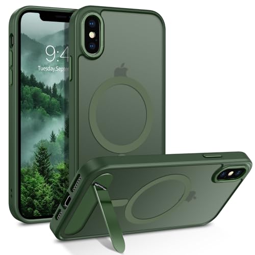 GUAGUA Schutzhülle für iPhone Xs Max mit Ständer, magnetische Hüllen mit faltbarem, unsichtbarem Ständer, durchscheinende, matte Rückseite, schlank, schützend, stoßfest, mit Ständer, Grün GUAGUA Schutzhülle für iPhone Xs Max mit Ständer, magnetische Hüllen mit faltbarem, unsichtbarem Ständer, durchscheinende, matte Rückseite, schlank, schützend, stoßfest, mit Ständer, Grün von GUAGUA