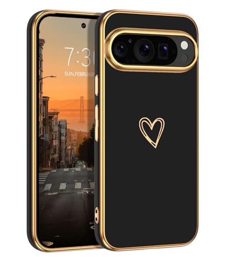 GUAGUA Handyhülle für Google Pixel 9 und Google Pixel 9 Pro Hülle, mit Cute Herz Muster Galvanisierte Kameraschutz Stoßfest Weich TPU Silikon Schutzhülle Case für Pixel 9/9 Pro (6,3''), Schwarz GUAGUA Handyhülle für Google Pixel 9 und Google Pixel 9 Pro Hülle, mit Cute Herz Muster Galvanisierte Kameraschutz Stoßfest Weich TPU Silikon Schutzhülle Case für Pixel 9/9 Pro (6,3''), Schwarz von GUAGUA