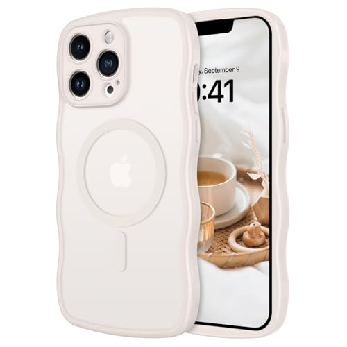 GUAGUA für iPhone 13 Pro Max Hülle [Kompatibel mit MagSafe] Matt Magnetisch Handyhülle Stoßfest Wellen Durchscheinende Rückseite Dünn Schutzhülle Case für iPhone 13 Pro Max (6,7'') Hellgrau/StoneGrey von GUAGUA