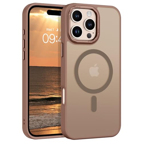 GUAGUA für iPhone 16 Pro Hülle [Kompatibel mit MagSafe] Matt Magnetisch Handyhülle Stoßfest Durchscheinende Rückseite Dünn Schutzhülle Case für iPhone 16 Pro (6,3 Zoll) Titan Wüstensand von GUAGUA