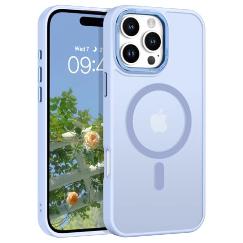 GUAGUA für iPhone 16 Pro Hülle [Kompatibel mit MagSafe] Matt Magnetisch Handyhülle Stoßfest Durchscheinende Rückseite Dünn Schutzhülle Case für iPhone 16 Pro (6,3 Zoll) Himmelblau von GUAGUA