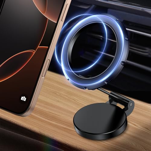 GUAGUA Handyhalterung Auto Magnet, für Magsafe Autohalterung [Legierung Faltbar & 360° Drehbar] 20 X N52 Innenraum Magnethalterung KFZ Handy Halterung für iPhone 16/15/14/13/12 Samsung Series von GUAGUA