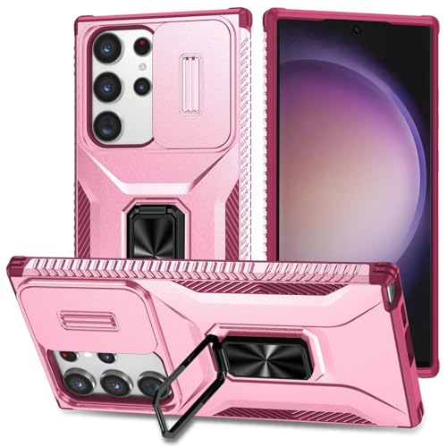 GUANBBD- Hülle Für Samsung Galaxy S24ultra/S24plus/S24 Ultradünn Stoßfeste Kratzfeste Schutzhülle Rundumschutz Schutzhülle Cover Mit Kamera Schiebeabdeckung Standfunktion(Pink1,S24Ultra) von GUANBBD