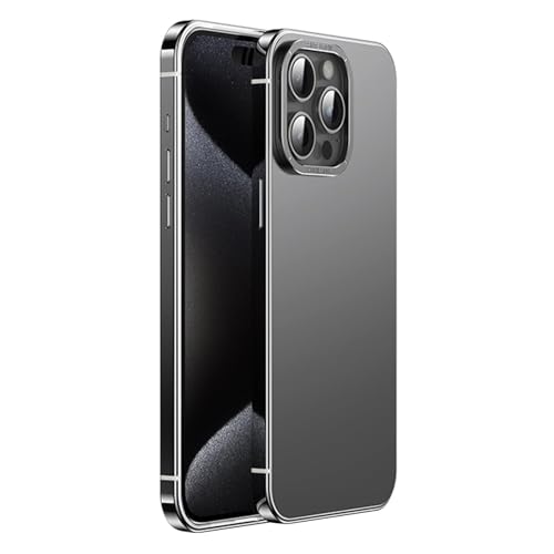 GUANBBD- Hülle for iPhone 15/15 Pro/15 Pro Max Metallrahmen Case Slim Leicht Hartschale Anti-fingerabdruck Hartschale Mit Kameraschutz(Schwarz,15 Pro Max) von GUANBBD