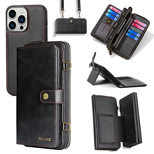 GUANBBD Umhängetasche zum Umhängen für iPhone 15 Pro Max/15 Pro/15 Plus/15, 3-in-1 abnehmbare magnetische Flip-Lederhülle mit Kartenhalter, Reißverschluss, Geldfach, Schultergurt GUANBBD Umhängetasche zum Umhängen für iPhone 15 Pro Max/15 Pro/15 Plus/15, 3-in-1 abnehmbare magnetische Flip-Lederhülle mit Kartenhalter, Reißverschluss, Geldfach, Schultergurt von GUANBBD