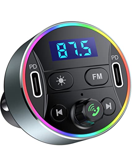 Bluetooth Adapter Auto 5.3 FM Transmitter für Freisprechanrufe mit PD 20W Zigarettenanzünder Bluetooth FM Radio Adapter Transmitter für Auto Bluetooth Auto Musik Adapter Bluetooth Radio Auto von GUANDA TECHNOLOGIES CO., LTD.