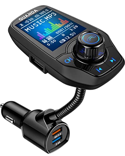 Bluetooth FM Transmitter für Auto mit 1,8" Farbdisplay, Bluetooth Auto Adapter, 4-in-1 MP3 Player, AUX Eingang Ausgang, 2 USB Anschlüsse, Freisprecheinrichtung, SD/TF Karte, QC3.0, 5 EQ-Modi von GUANDA TECHNOLOGIES CO., LTD.