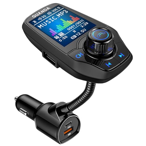 Guanda Bluetooth FM Transmitter for Car, Bluetooth Car Adapter, 4-in-1 Car MP3 Player with 1.8 Inch Color Display, AUX Input/Output, 3 Port USB, S Handsfree Call, SD/TF Card,USB Disk,PD 20W,5 EQ Modes von GUANDA TECHNOLOGIES CO., LTD.