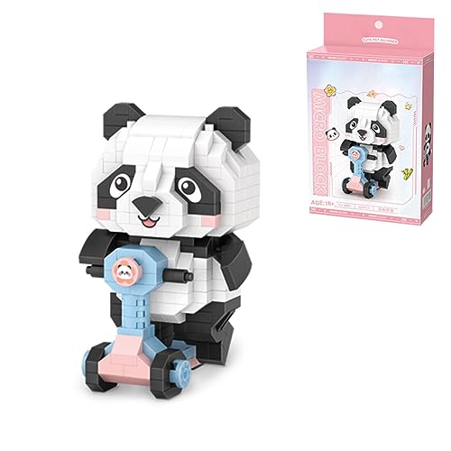 GUANYAN Kreativ Pandabär Tier Bausteine Spielzeug 320 Teile Klemmbausteine Skateboard Panda Modular Baukasten Adventskalender 2023 für Kinder Erwachsene NO.8801 von GUANYAN