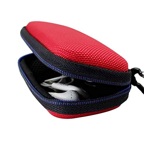 GUBEE Kopfhörer Tasche mit Schnalle,Tragbar Hart Reise Case Hülle Etui für In Ear Ohrhörer,Daten und Ladekabel (Rot) von GUBEE
