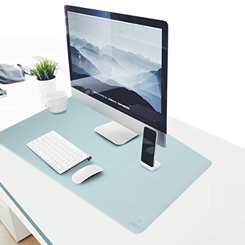 GUBEE PU-Leder Multifunktionsbüro-Schreibtischunterlage Mauspad,wasserdichte rutschfeste Anti-Schmutz-Mausunterlage für Büro und Zuhause, Reisen-Large Size 900x400x2mm (Blau) von GUBEE