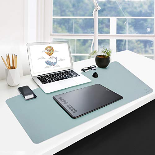 GUBEE PU-Leder Multifunktionsbüro-Schreibtischunterlage Mauspad,Wasserdichte rutschfeste Anti-Schmutz-Mausunterlage für Büro und Zuhause, Reisen-Size 800x400x2mm (Blau) von GUBEE