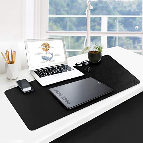 GUBEE PU-Leder Multifunktionsbüro-Schreibtischunterlage Mauspad,wasserdichte rutschfeste Anti-Schmutz-Mausunterlage für Büro und Zuhause, Reisen-Size 800x400x2mm (Schwarz) von GUBEE