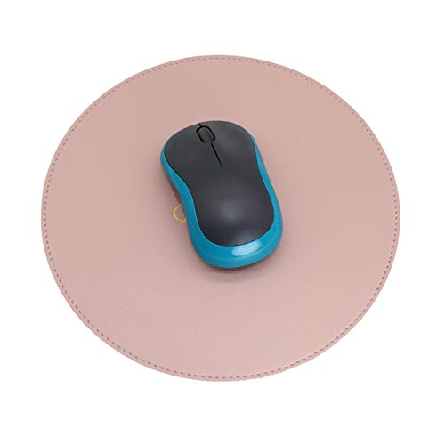 GUBEE Rundes Mauspad 220x220x2mm, PU Leder Gaming Mouse Matte, wasserdichtes rutschfestes PU Glattes Mauspad Design für Büro, Zuhause und Reisen (Pink/Silber) von GUBEE