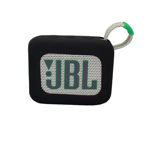 GUBEE Silikon Tasche Compatible with JBL GO 4 tragbarer Lautsprecher,Schutzhülle Tragbar Case Etui Hülle, mit Karabiner (Schwarz) von GUBEE