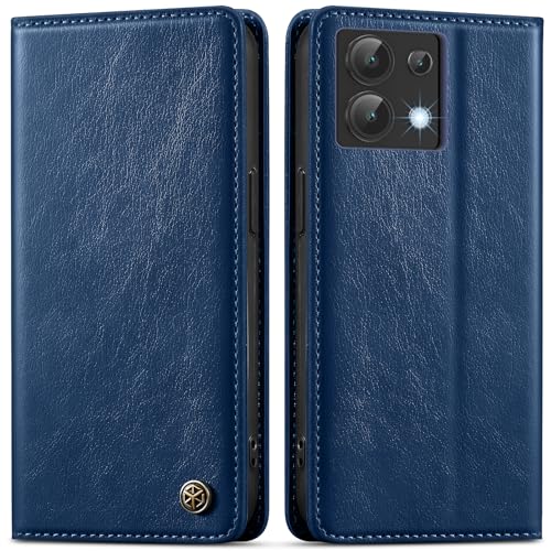 GUCASBE Handyhülle für Xiaomi Redmi Note 13 4G Hülle Premium Lederhülle Klappbar Flip Case RFID Schutzhülle Magnet Kartenfach Standfunktion Klapphülle Handytasche für Redmi Note 13 4G - Blau von GUCASBE